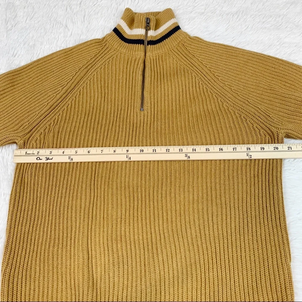 J Crew‎ Men's ribbed half zip pullover sweater striped mock neck long sleeve